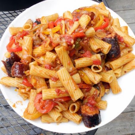 Rigatoni with Sausage, Peppers, and Onions