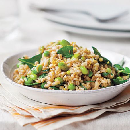 Pearl Barley with Peas and Edamame