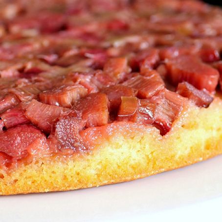 Dessert, Cake: Healthier Rhubarb Upside-Down Cake