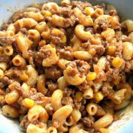 Skillet Chili Mac with corn and Green Chiles