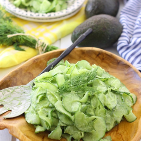 Cucumber Noodle Salad with Avocado Dill Dressing