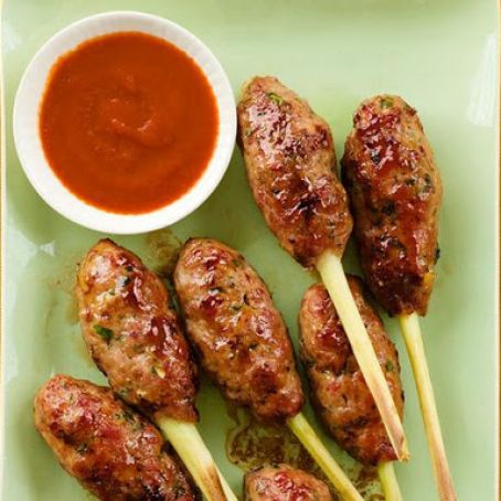Bacon-Pork Pops on Lemongrass Sticks