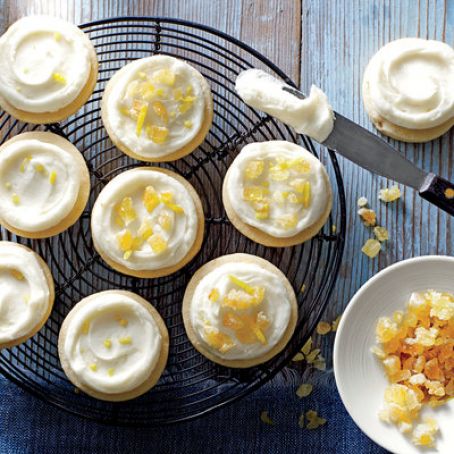 Ginger Shortbread Cookies with Lemon-Cream Cheese Frosting