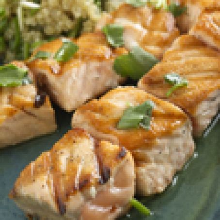 Salmon Kebobs with Quinoa and Grapefruit Salad