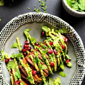 7-Ingredient Hasselback Sweet Potatoes with Avocado Aioli | vegan, gluten-free - Blissful Basil