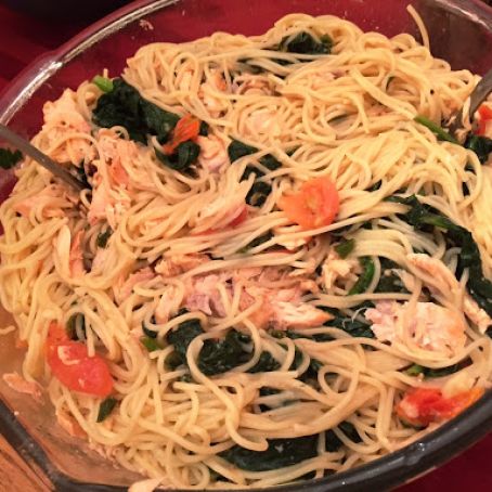 Angel Hair Pasta with Salmon and Spinach