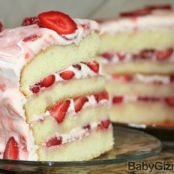 Vanilla Cake with Strawberry Cream Frosting