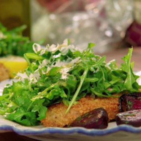 Chicken Cutlets with Spicy Arugula (Valerie Bertinelli)