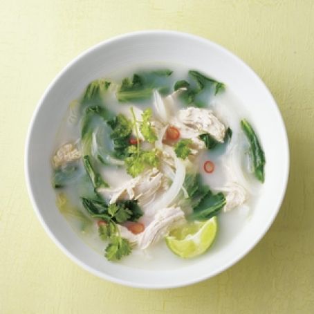Coconut Chicken Soup With Chilies and Lime