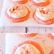 Strawberry Cake Mix Cookies with Vanilla Cream Cheese Frosting