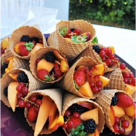 Waffle Cones with Fruit