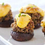 Sausage Stuffed Mushrooms with Hollandaise