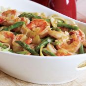 Lemon Pasta with Roasted Shrimp and Roasted Asparagus