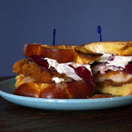 Chicken Schnitzel Sandwich with Horseradish Cream and Radicchio