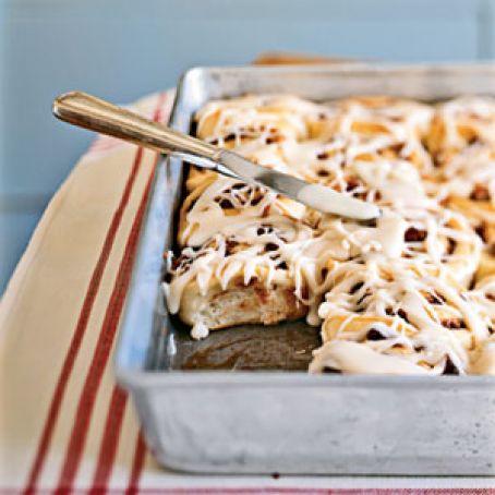 Cinnamon-Date-Pecan Rolls with Maple Glaze