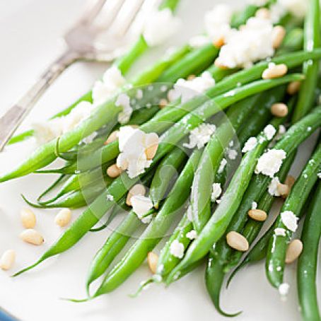 Green Beans with Porcini, Pine Nuts and Goat Cheese