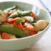 Spring Stir Fried Chicken with Sugar Snap Peas and Carrots