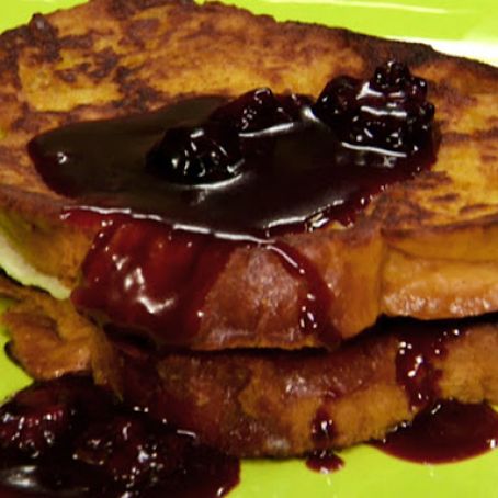 Pumpkin French Toast Stuffed with Blackberry-Caramel Mascarpone
