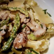 Asparagus & Crimini Pasta with Lemon Cream