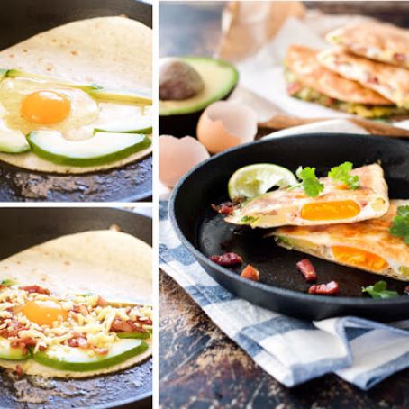 Whole Egg, Bacon and Avocado Quesadilla