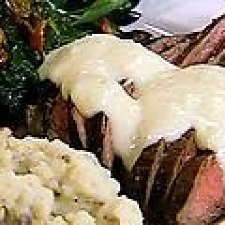Grilled Flank Steak with Gorgonzola Cream Sauce