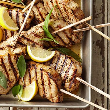Lemon-Sage Pork Chops on a Stick
