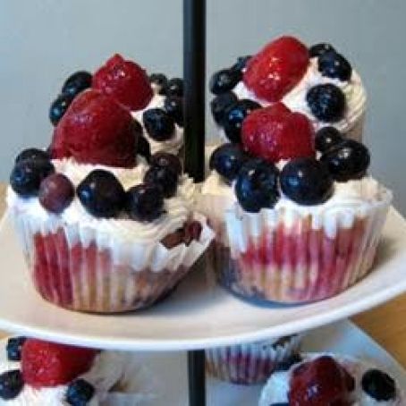 Blueberry & Strawberry Cupcakes with Whipped Cream Frosting