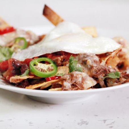 Black Bean and Beef Chilaquiles with Fried Eggs