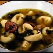 Cheese Tortellini Soup with Cannellini, Kielbasa, and Kale