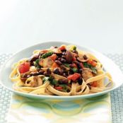 Black Bean, Mushroom & Spinach Pasta