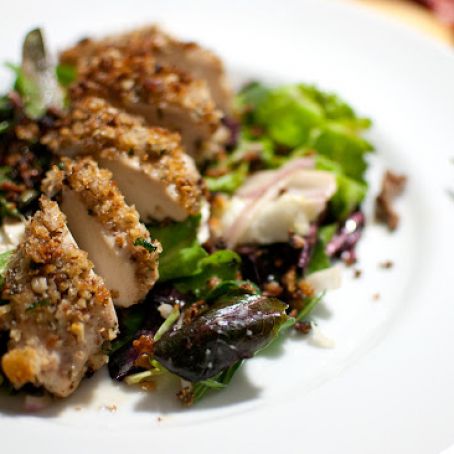Pecan Crusted Chicken Salad with honey-mustard dressing