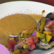 BBQ Spiced Fake Chicken, Salsa Salad, and Pumpkin-Chipotle Polenta