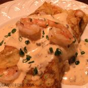 Shrimp Stuffed Crepes with Tasso Cream Sauce