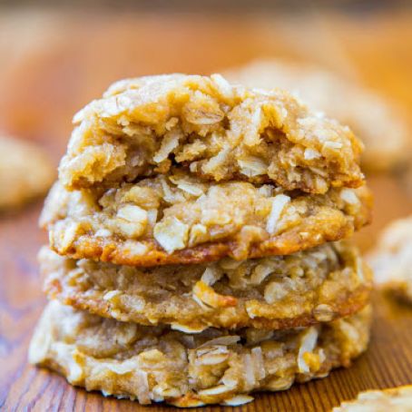 Chewy Oatmeal Coconut Brown Sugar Cookies {Anzac Biscuits}