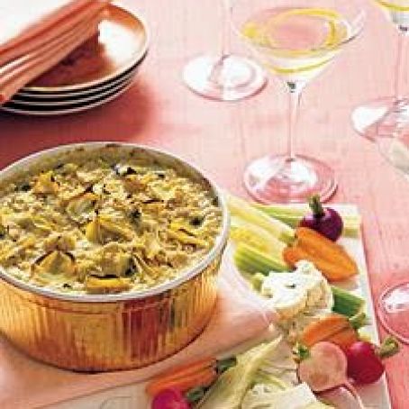 Baked Artichoke Dip with Winter Crudites
