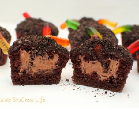 Pudding Filled Dirt Cupcakes