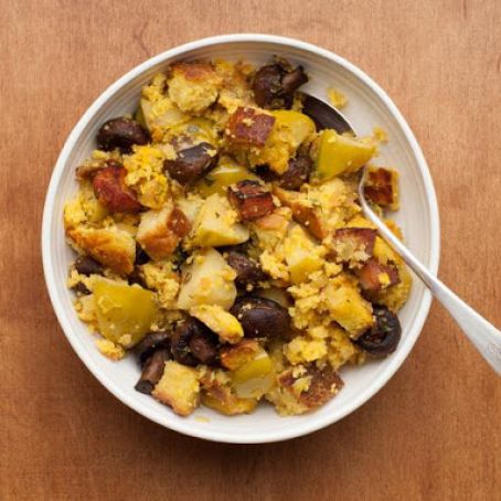 Cornbread Dressing with Pancetta, Apples, and Mushrooms