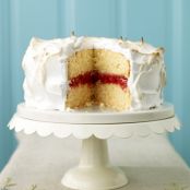 Meringue Frosted Cake w/Raspberry Filling