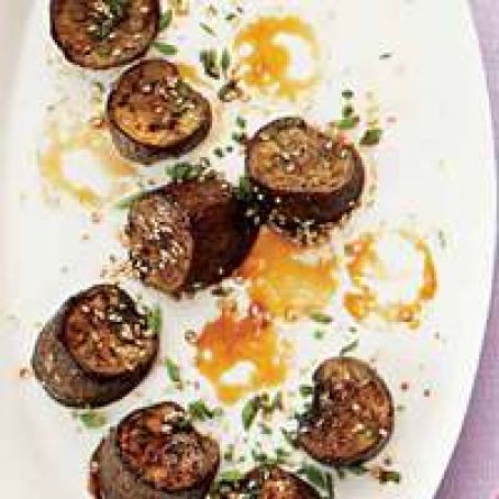 Glazed Eggplant with Sesame Seeds and Chives