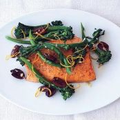 SEARED ARTIC CHAR w/BROCCOLINI, OLIVES & GAR