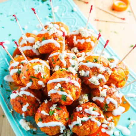 Jalapeno Popper Stuffed Buffalo Chicken Meatballs