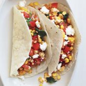 Vegetarian Tacos with Spinach, Corn and Goat Cheese