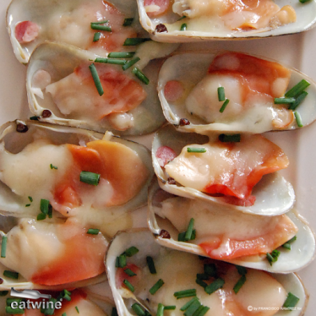 Razor Clams,  Baked with Goat Cheese