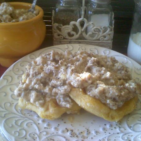~Biscuit Waffles..with Sausage Gravy!