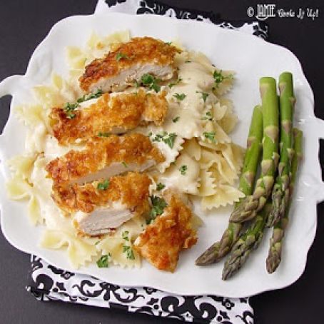 Crispy Chicken with Creamy Italian Sauce and Bowtie Pasta