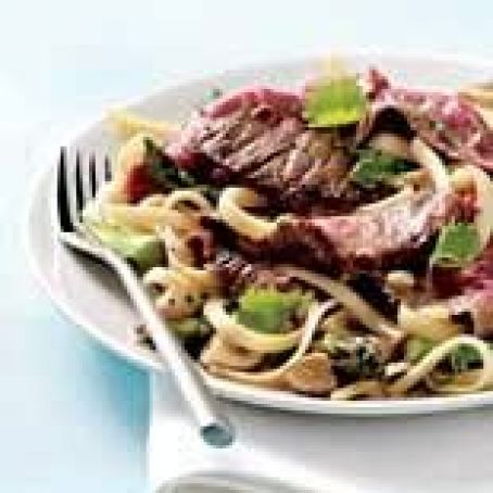 Skirt Steak with Garlic-Ginger Noodles