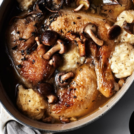 Chicken and Dumplings with Mushrooms