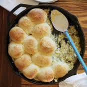 Cheesy Skillet Spinach & Artichoke Dip with Baked Bread