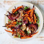 Roasted Carrots and Red Onions with Fennel and Mint
