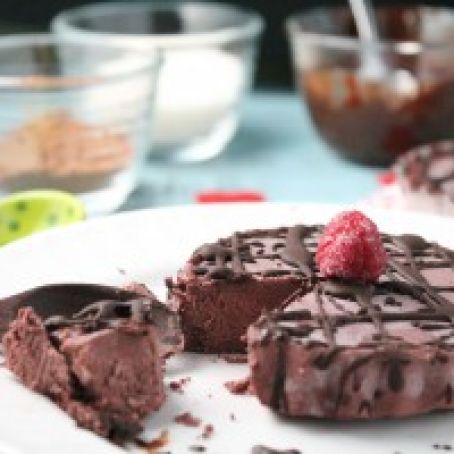 Paleo Decadent Chocolate Fudge Torte w/ Raspberries